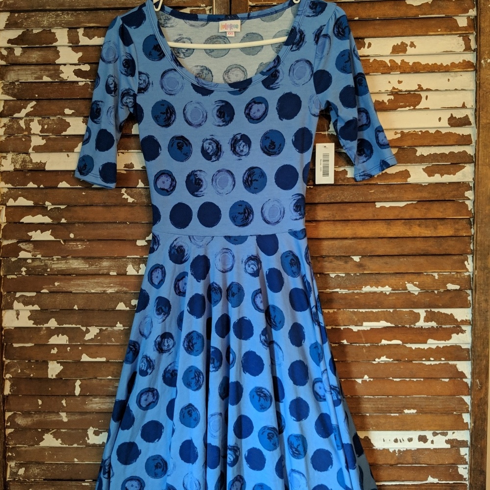 Nicole blue poka dot lularoe dress